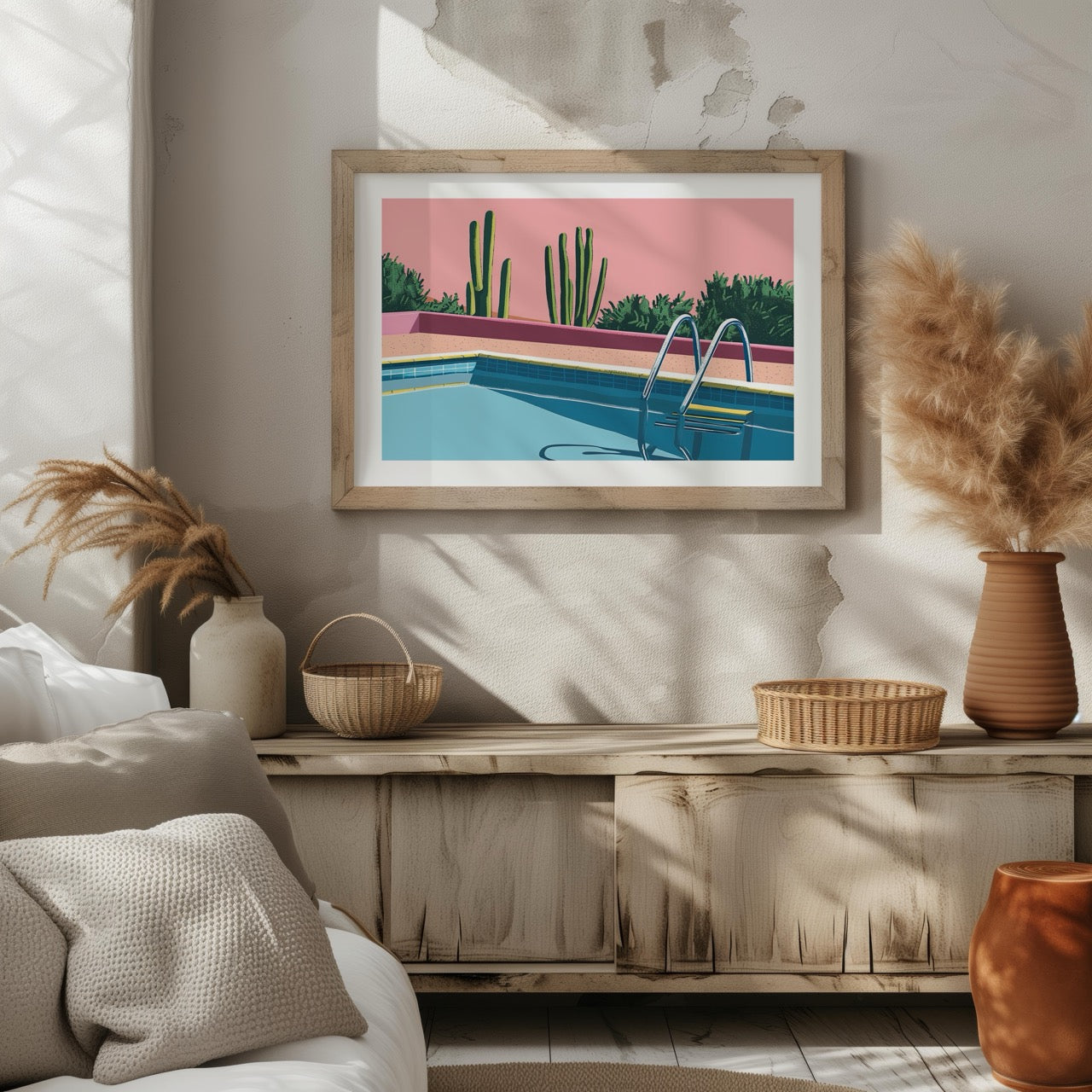 Retro Desert Oasis Poolside Vibes - Rolled Poster Wall Art Print - House Prints