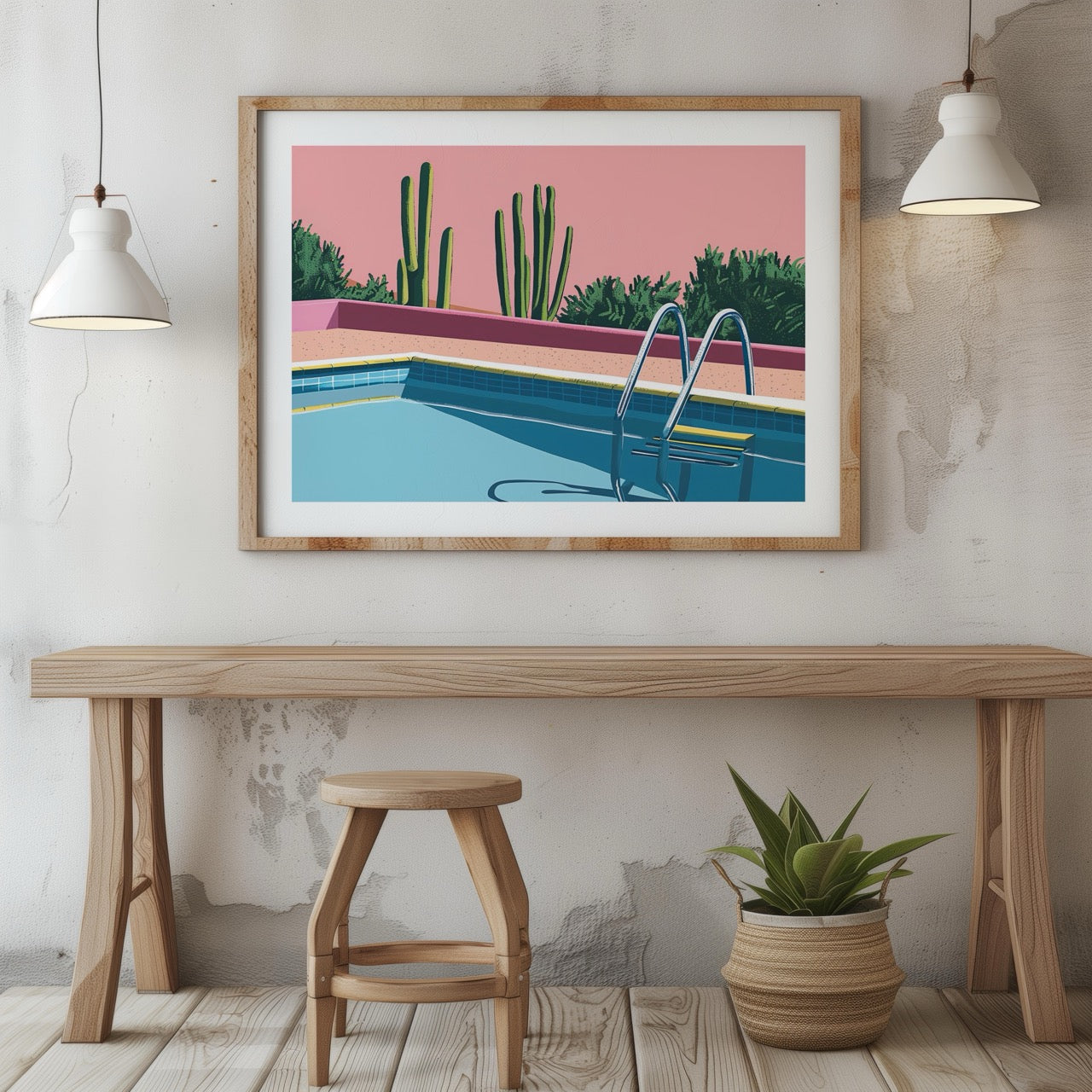 Retro Desert Oasis Poolside Vibes - Rolled Poster Wall Art Print - House Prints