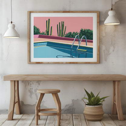 Retro Desert Oasis Poolside Vibes - Rolled Poster Wall Art Print - House Prints