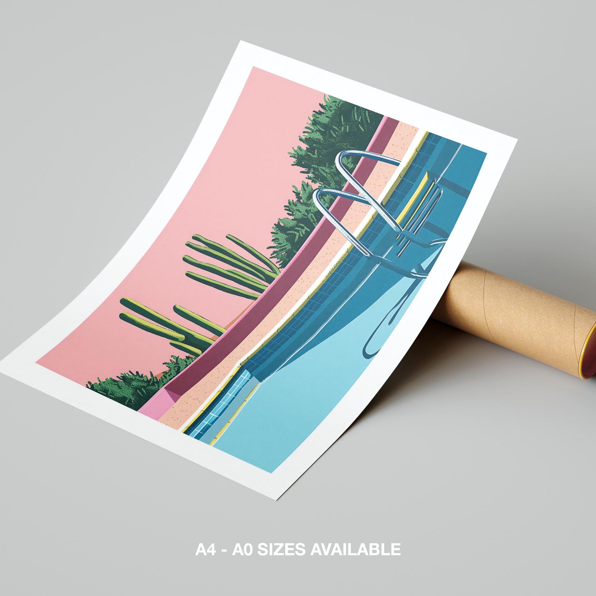 Retro Desert Oasis Poolside Vibes - Rolled Poster Wall Art Print - House Prints