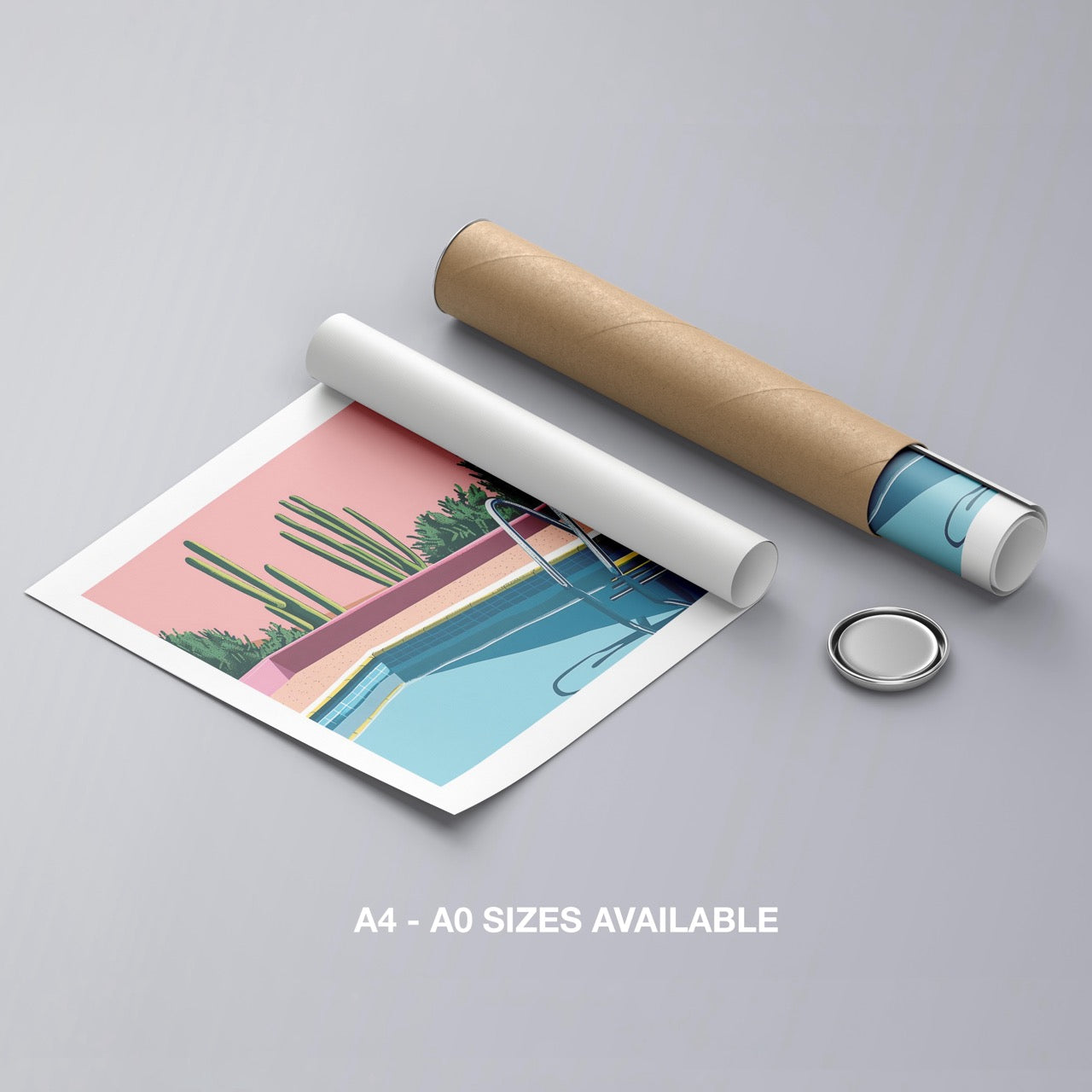 Retro Desert Oasis Poolside Vibes - Rolled Poster Wall Art Print - House Prints
