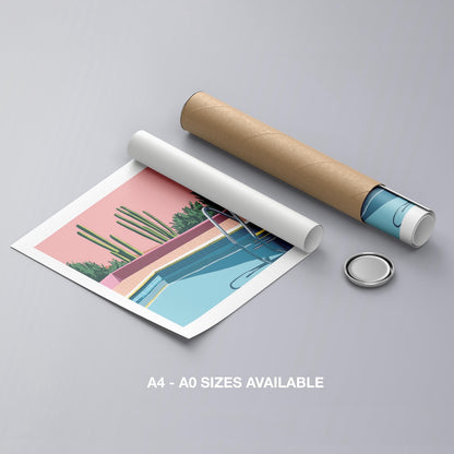 Retro Desert Oasis Poolside Vibes - Rolled Poster Wall Art Print - House Prints