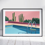 Retro Desert Oasis Poolside Vibes - Rolled Poster Wall Art Print | House Prints