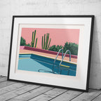 Retro Desert Oasis Poolside Vibes - Rolled Poster Wall Art Print | House Prints
