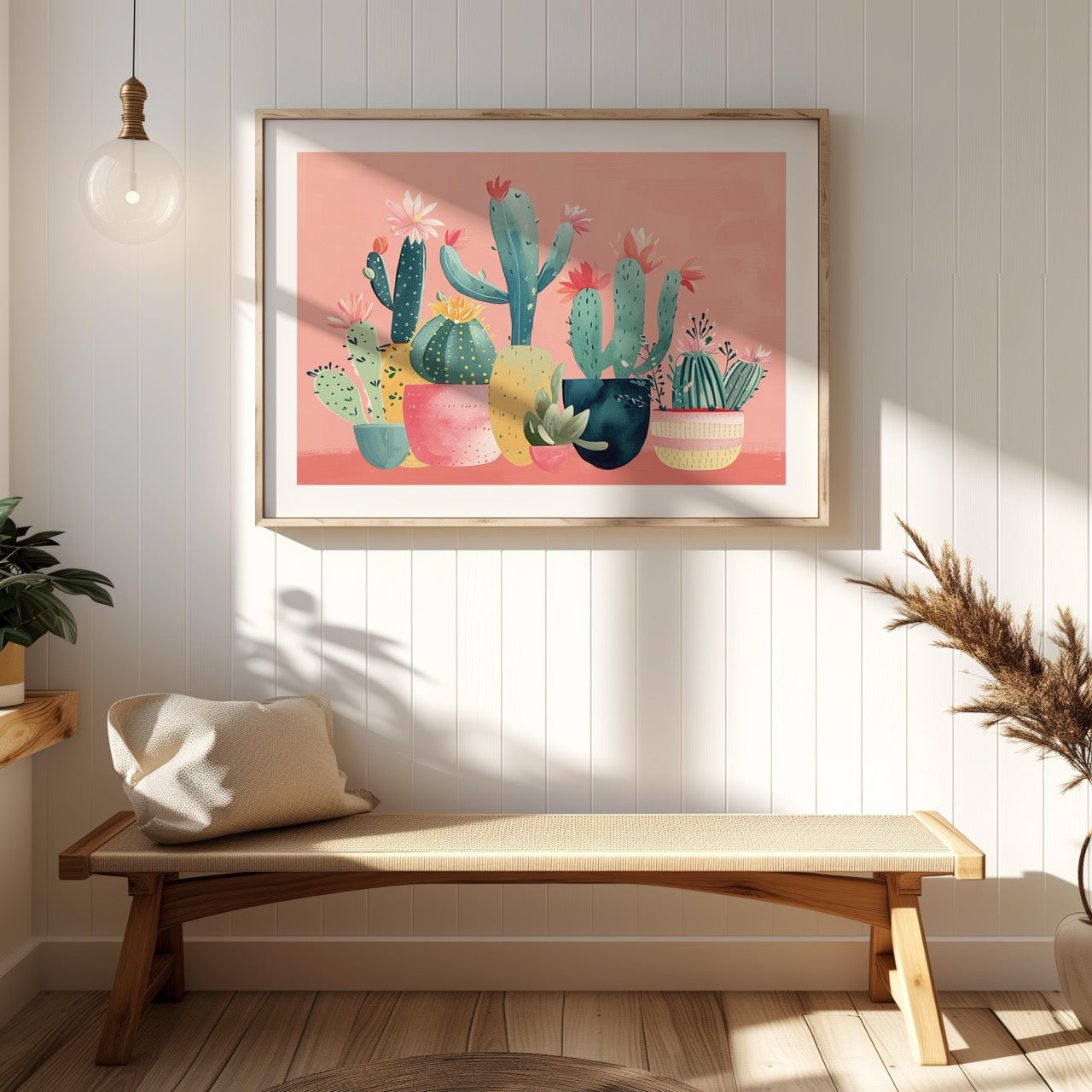 Pink Blooming Cactus Delight - Rolled Poster Wall Art Print | House Prints