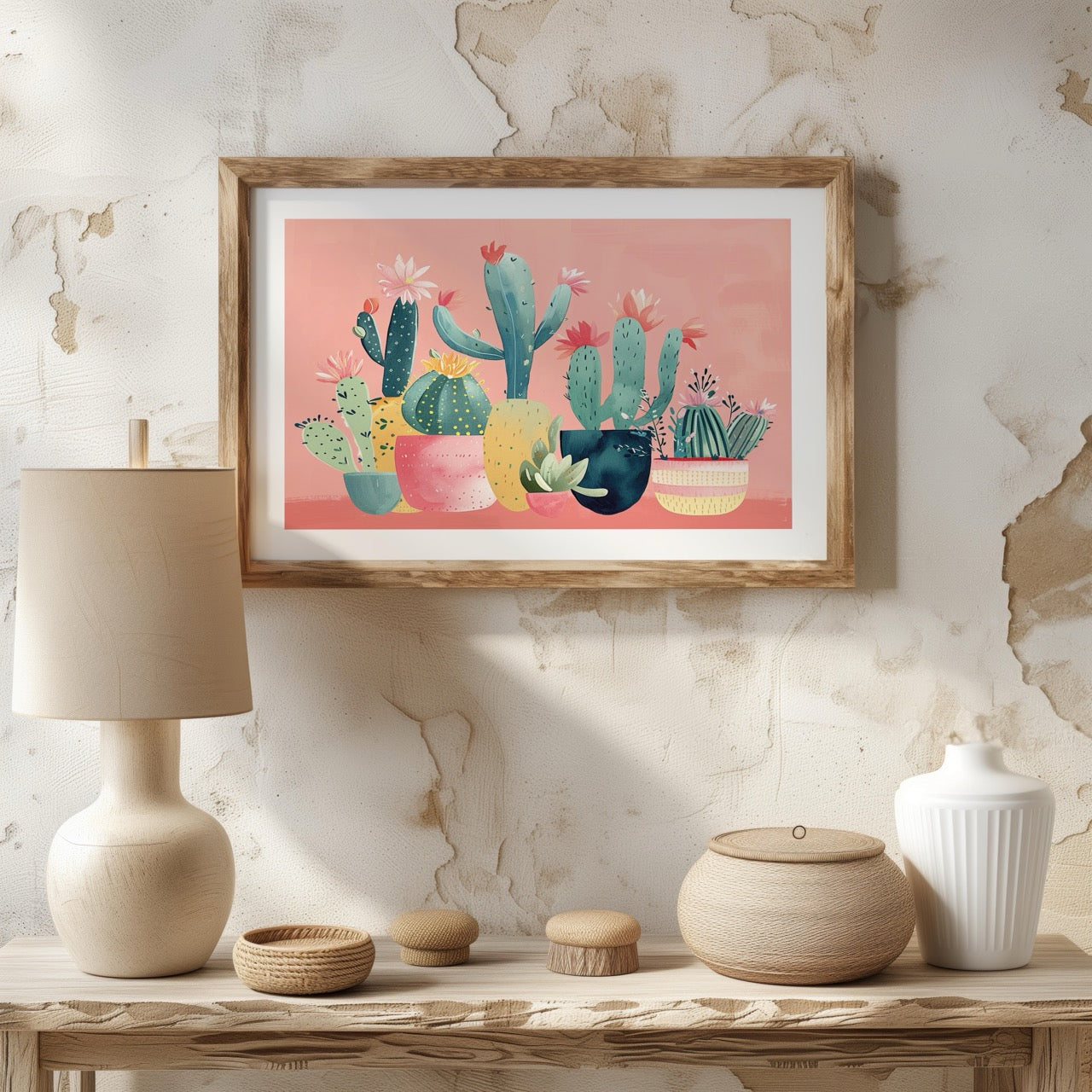 Pink Blooming Cactus Delight - Rolled Poster Wall Art Print | House Prints