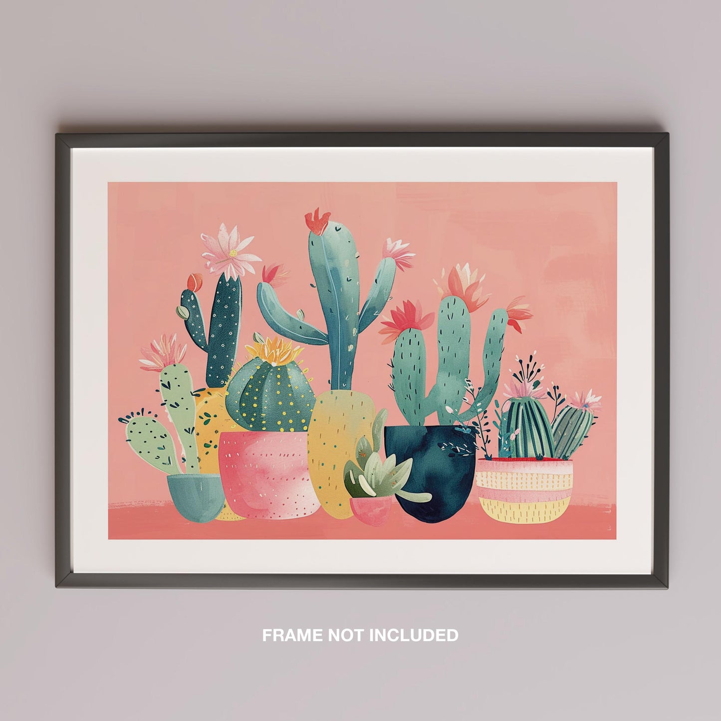 Pink Blooming Cactus Delight - Rolled Poster Wall Art Print - House Prints