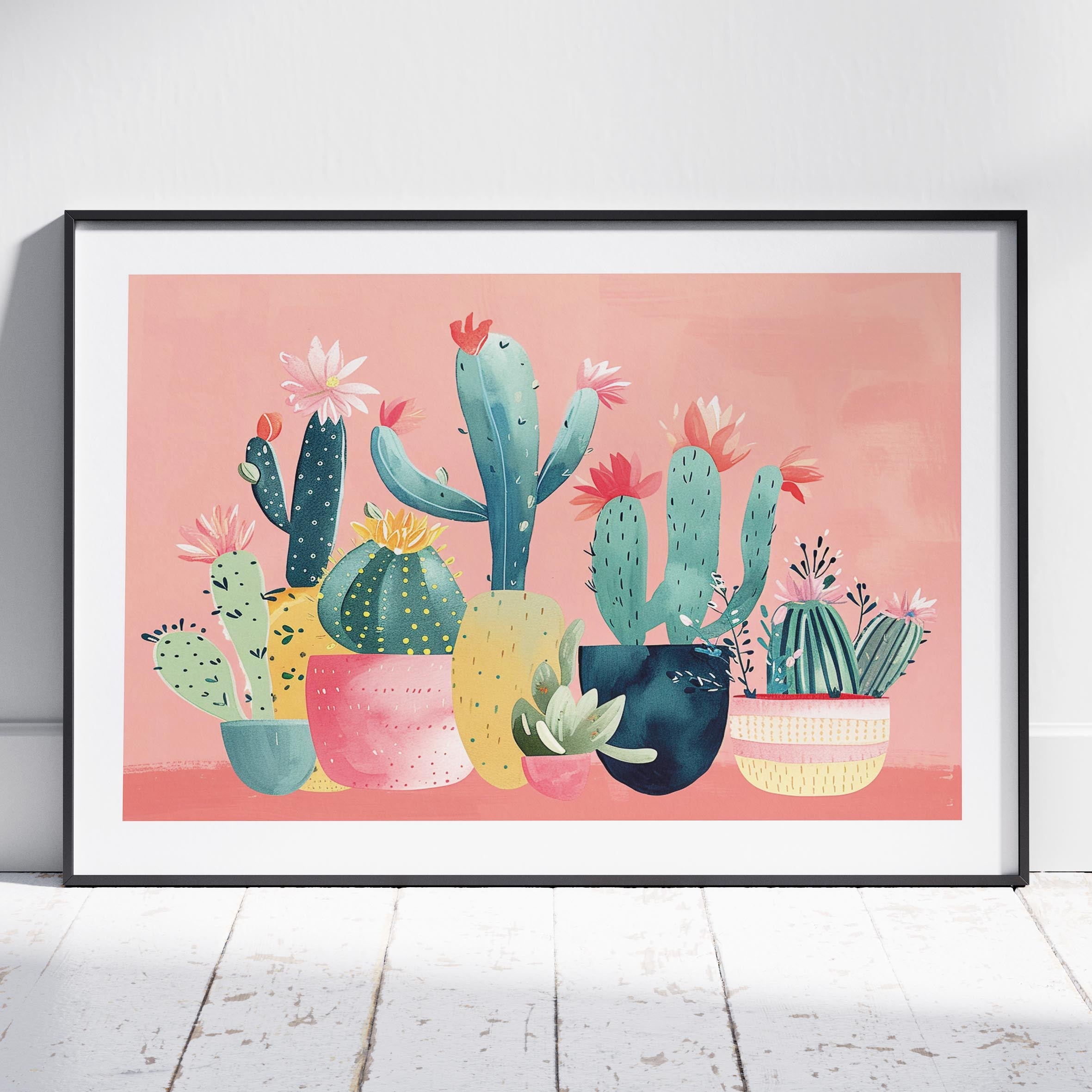 Pink Blooming Cactus Delight - Rolled Poster Wall Art Print | House Prints