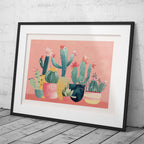 Pink Blooming Cactus Delight - Rolled Poster Wall Art Print | House Prints