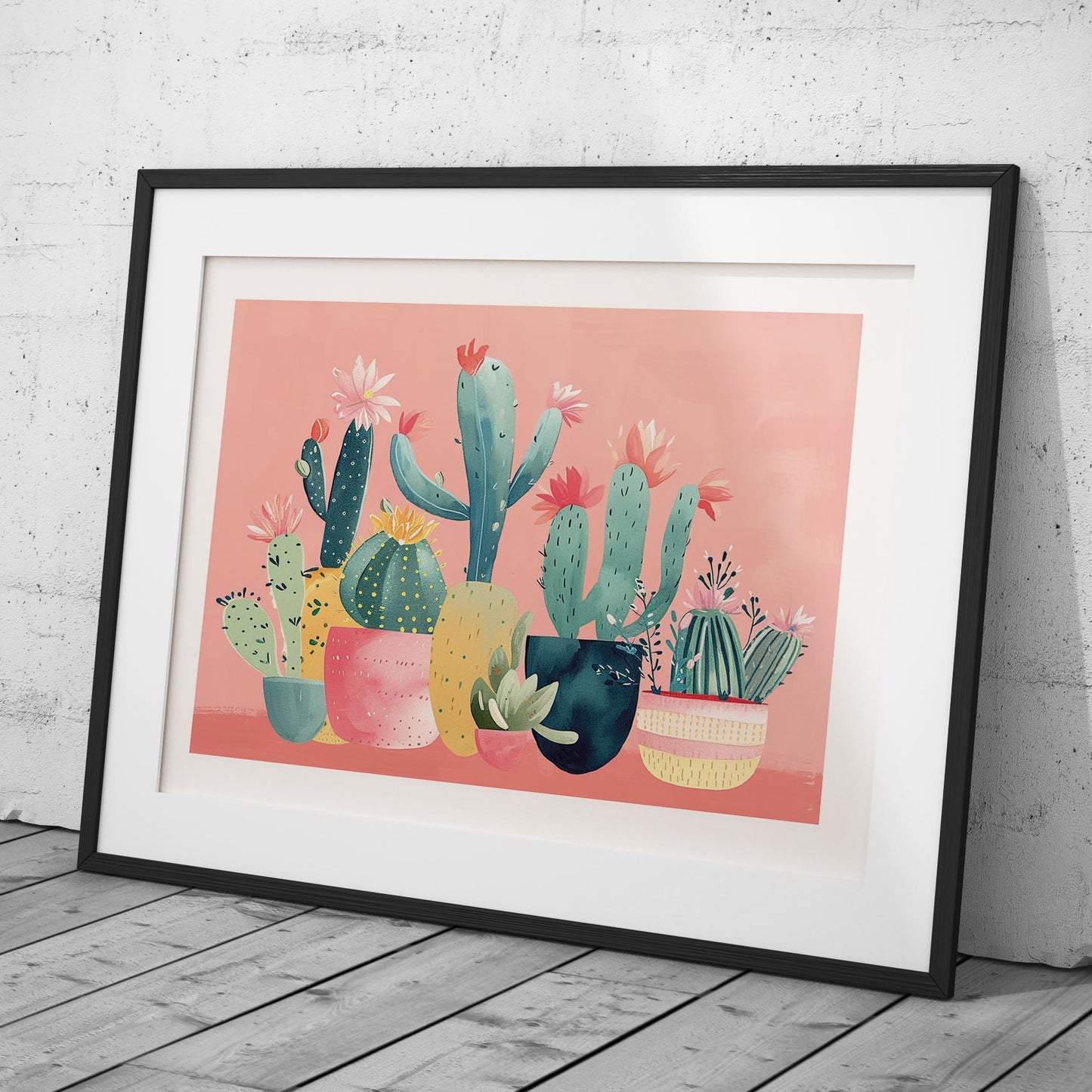 Pink Blooming Cactus Delight - Rolled Poster Wall Art Print - House Prints