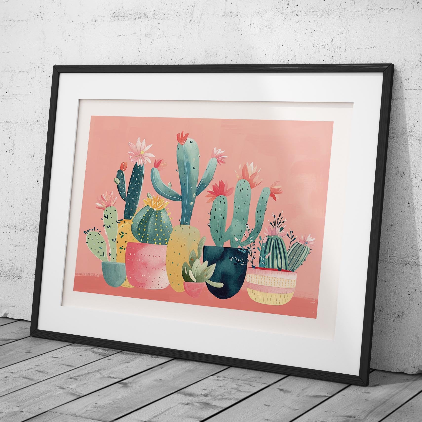 Pink Blooming Cactus Delight - Rolled Poster Wall Art Print - House Prints