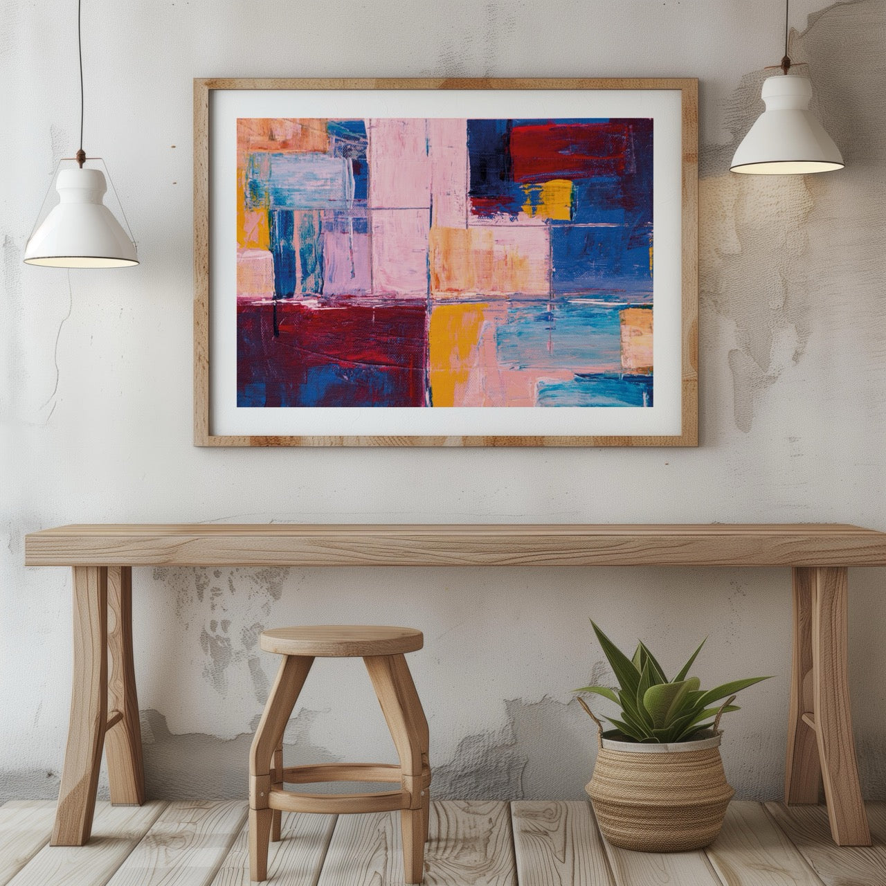 Colourful Abstract Geometric Harmony - Rolled Poster Wall Art Print - House Prints