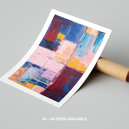 Colourful Abstract Geometric Harmony - Rolled Poster Wall Art Print - House Prints