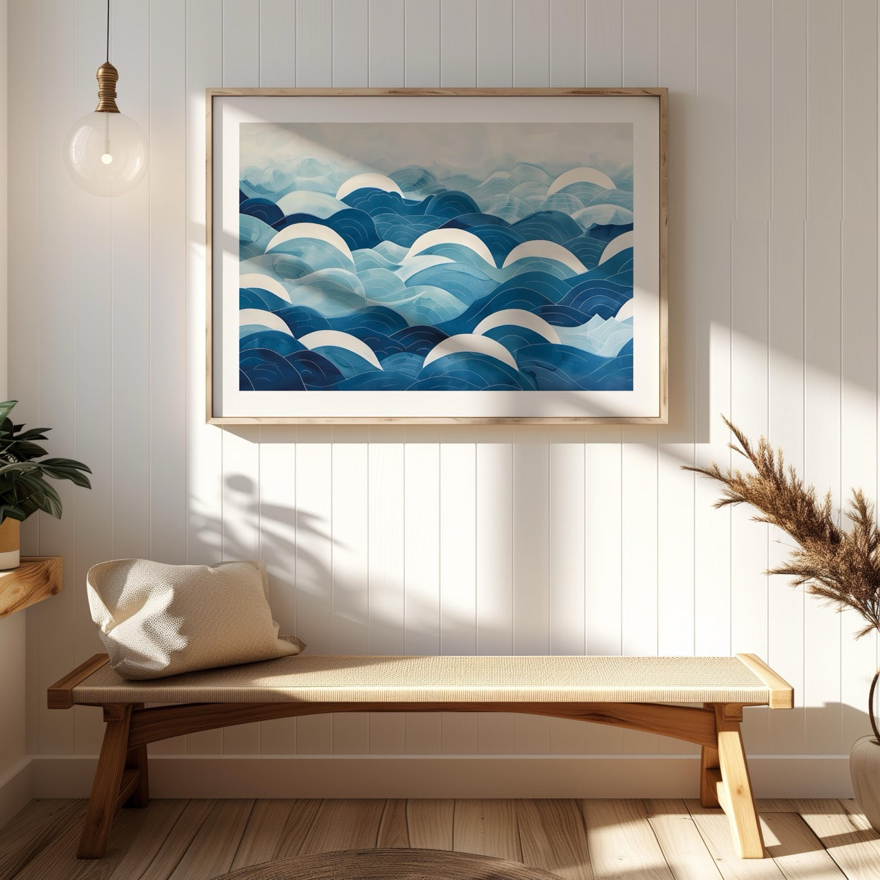 Serene Blue Ocean Wave Patterns - Rolled Poster Wall Art Print - House Prints