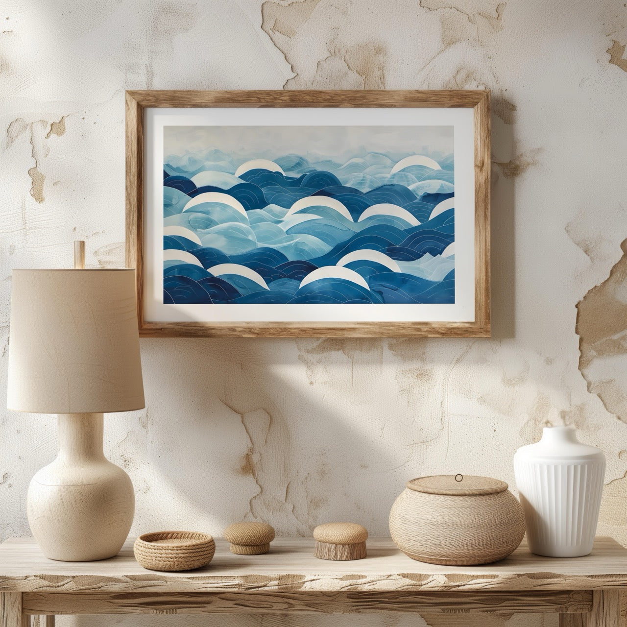 Serene Blue Ocean Wave Patterns - Rolled Poster Wall Art Print - House Prints