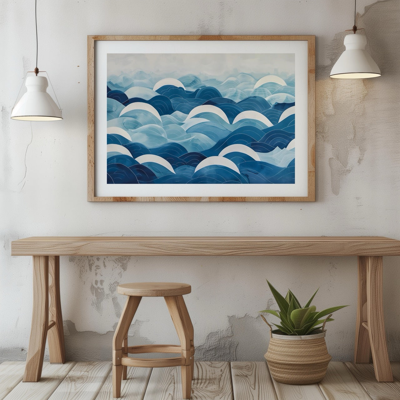 Serene Blue Ocean Wave Patterns - Rolled Poster Wall Art Print - House Prints