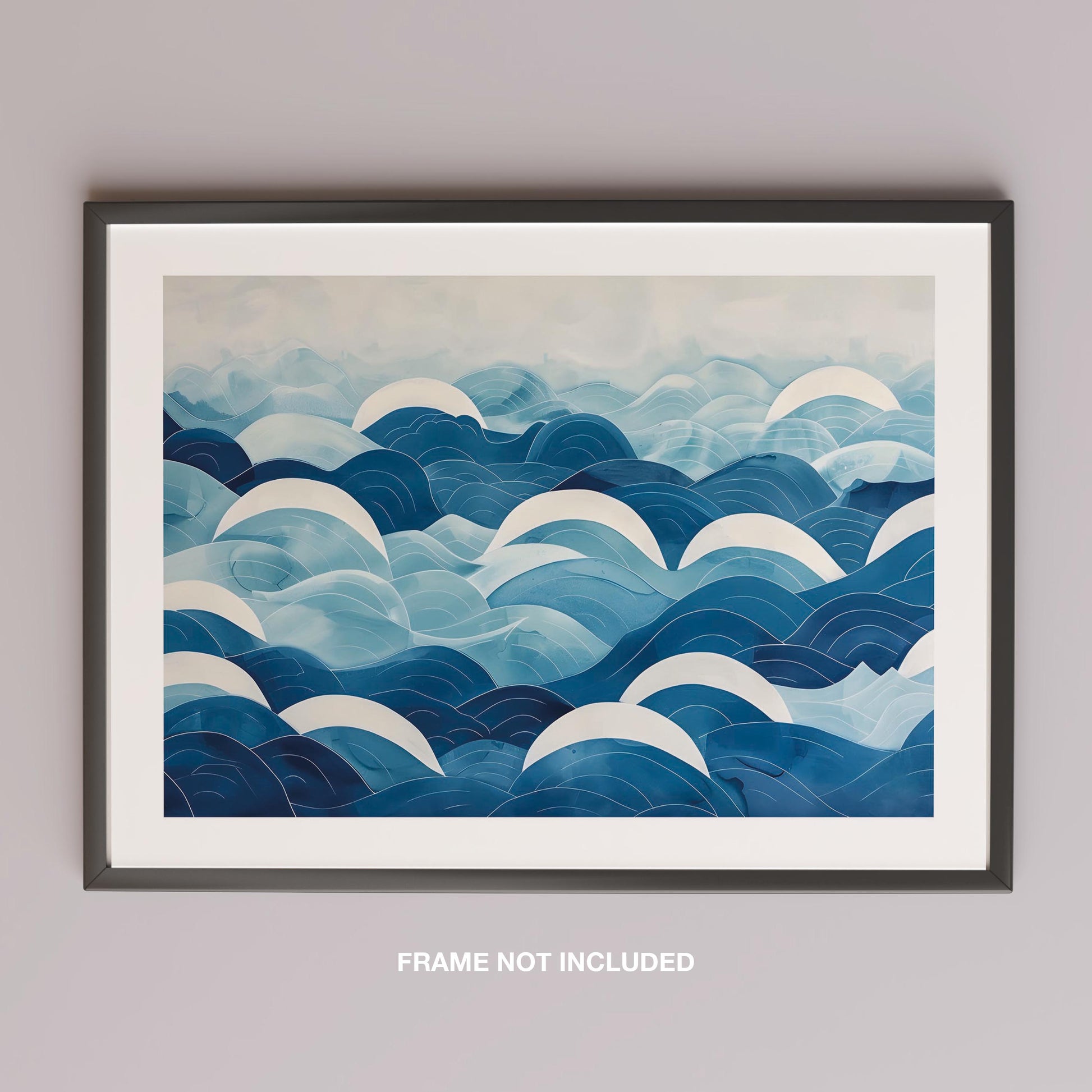 Serene Blue Ocean Wave Patterns - Rolled Poster Wall Art Print - House Prints
