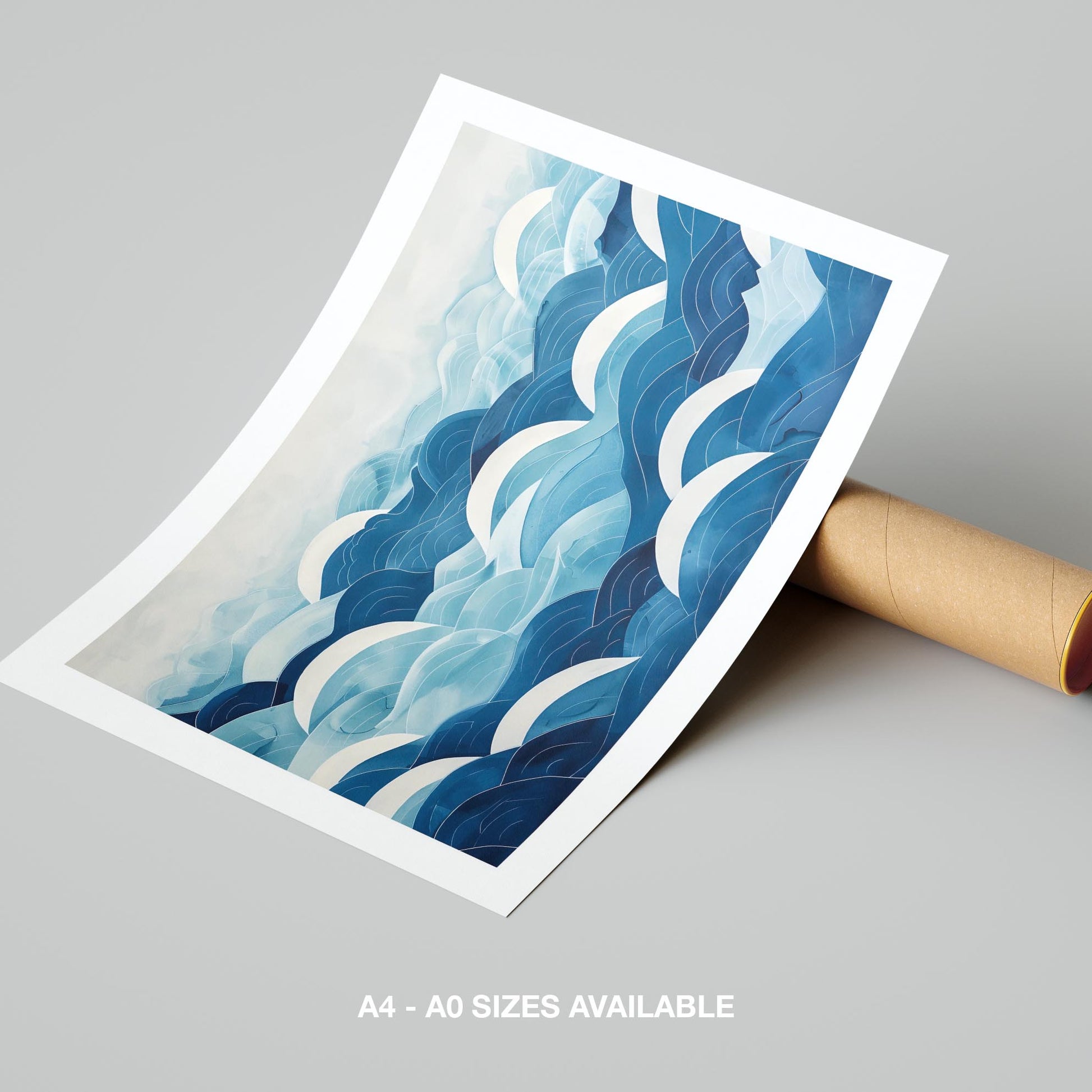 Serene Blue Ocean Wave Patterns - Rolled Poster Wall Art Print - House Prints