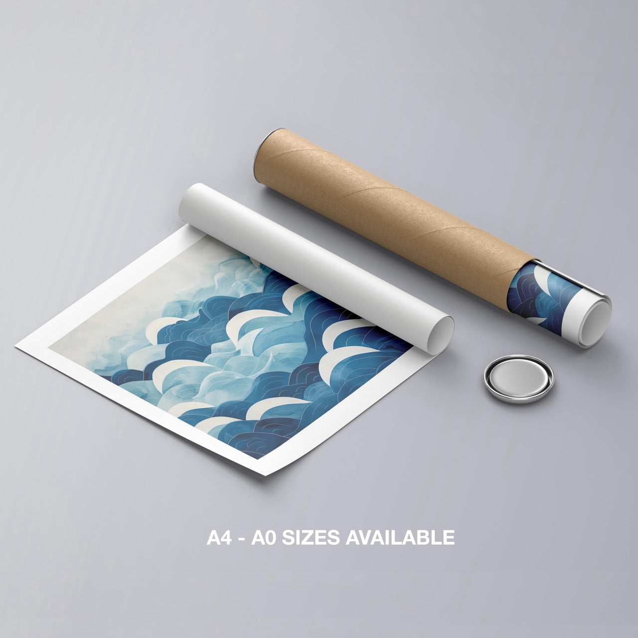 Serene Blue Ocean Wave Patterns - Rolled Poster Wall Art Print - House Prints
