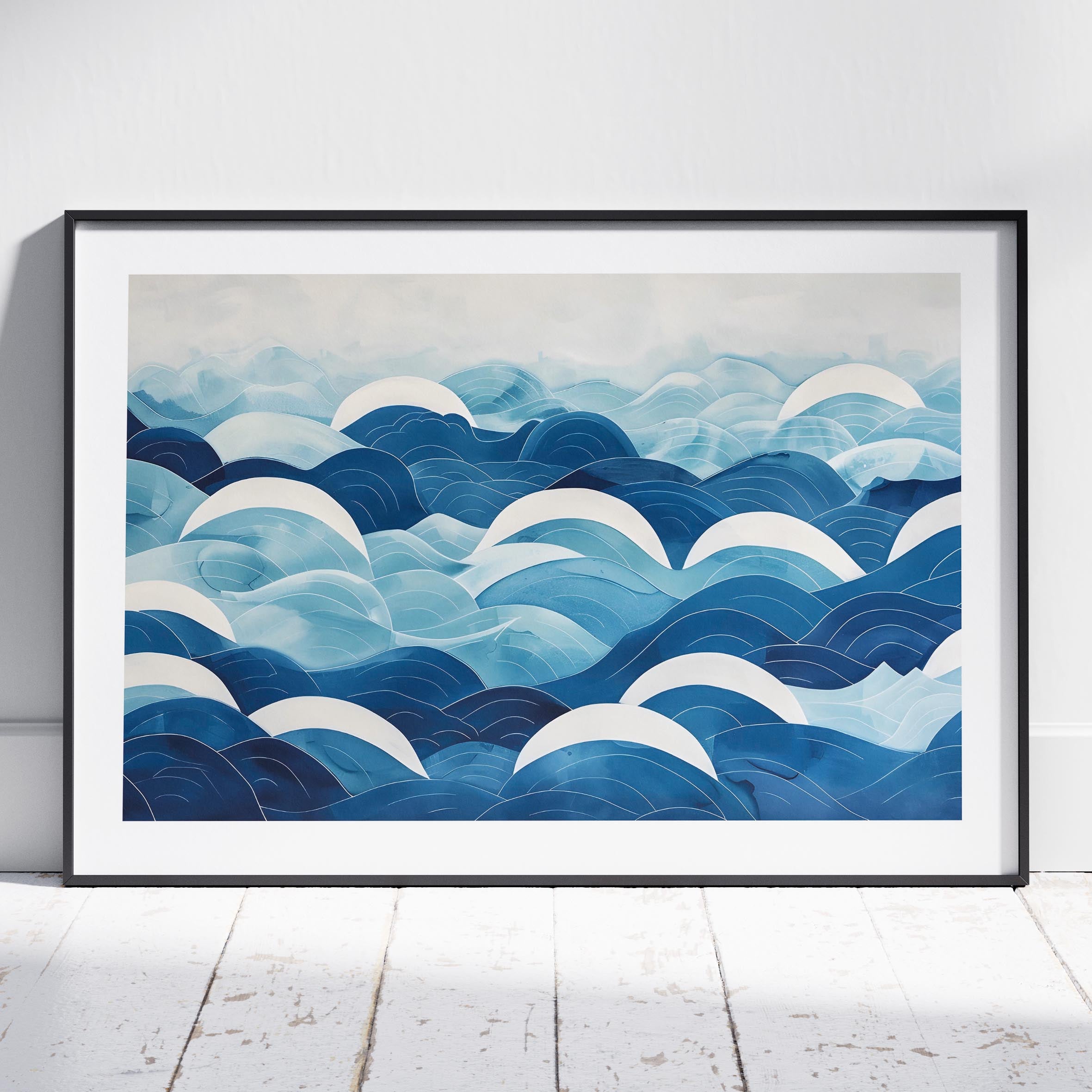Serene Blue Ocean Wave Patterns - Rolled Poster Wall Art Print | House Prints