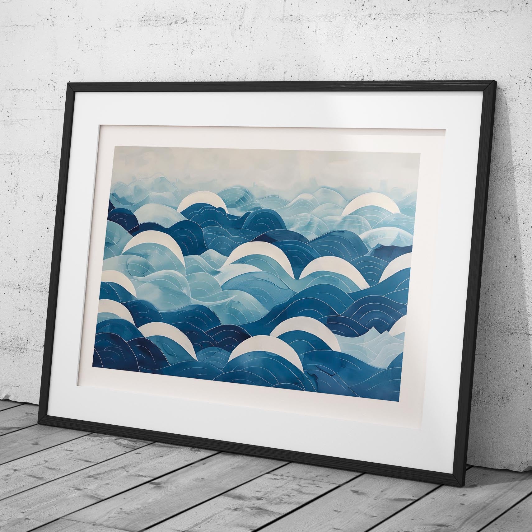 Serene Blue Ocean Wave Patterns - Rolled Poster Wall Art Print - House Prints