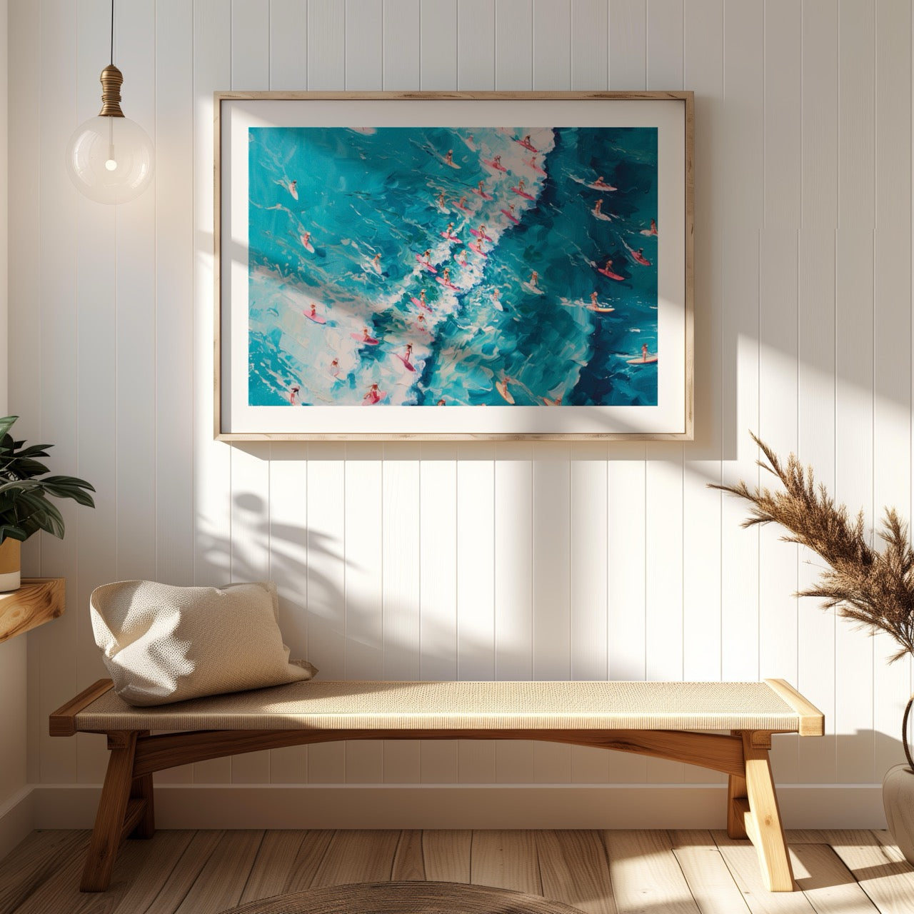Surfers Dancing on Blue Ocean Waves - Rolled Poster Wall Art Print - House Prints