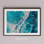 Surfers Dancing on Blue Ocean Waves - Rolled Poster Wall Art Print | House Prints