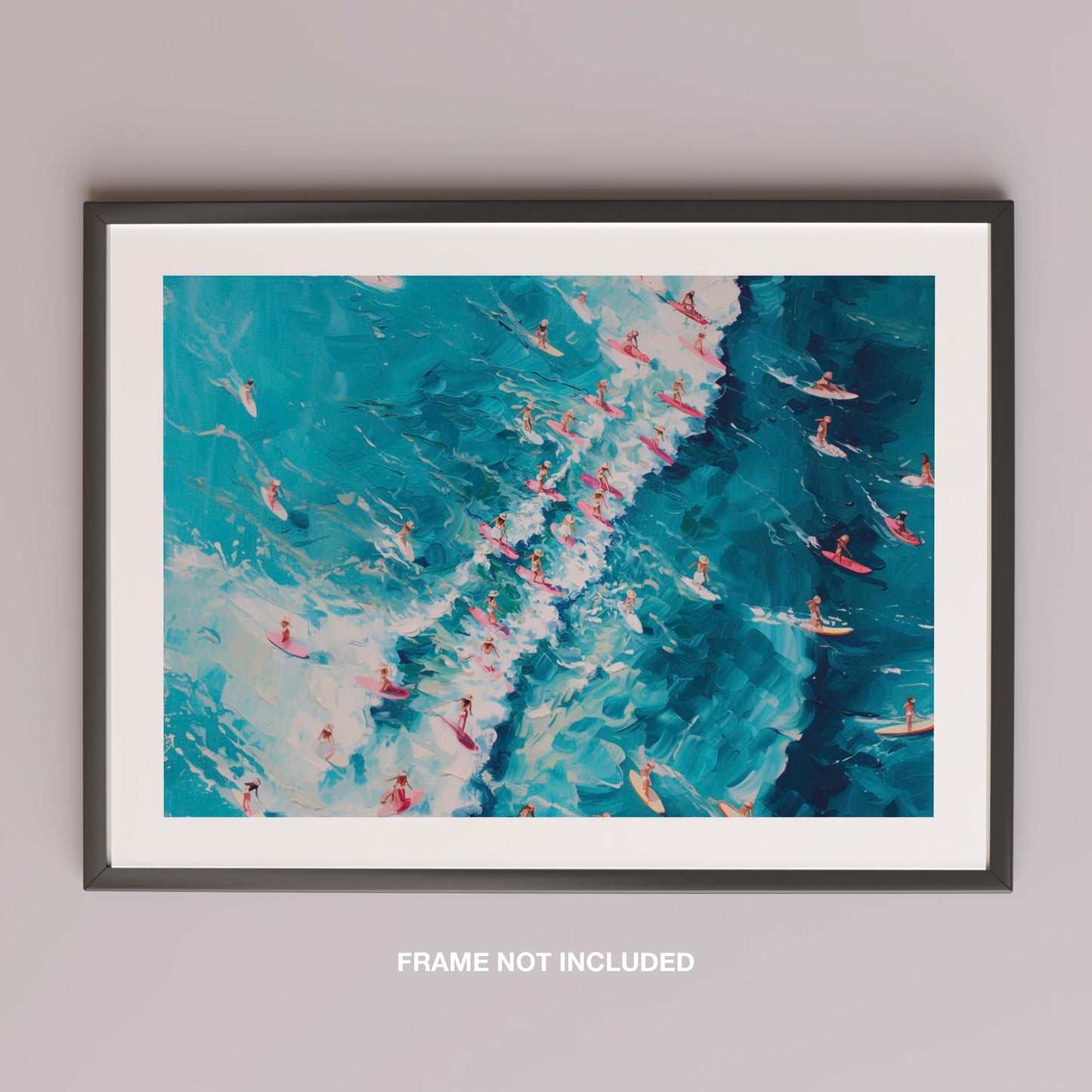 Surfers Dancing on Blue Ocean Waves - Rolled Poster Wall Art Print - House Prints