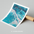 Surfers Dancing on Blue Ocean Waves - Rolled Poster Wall Art Print | House Prints