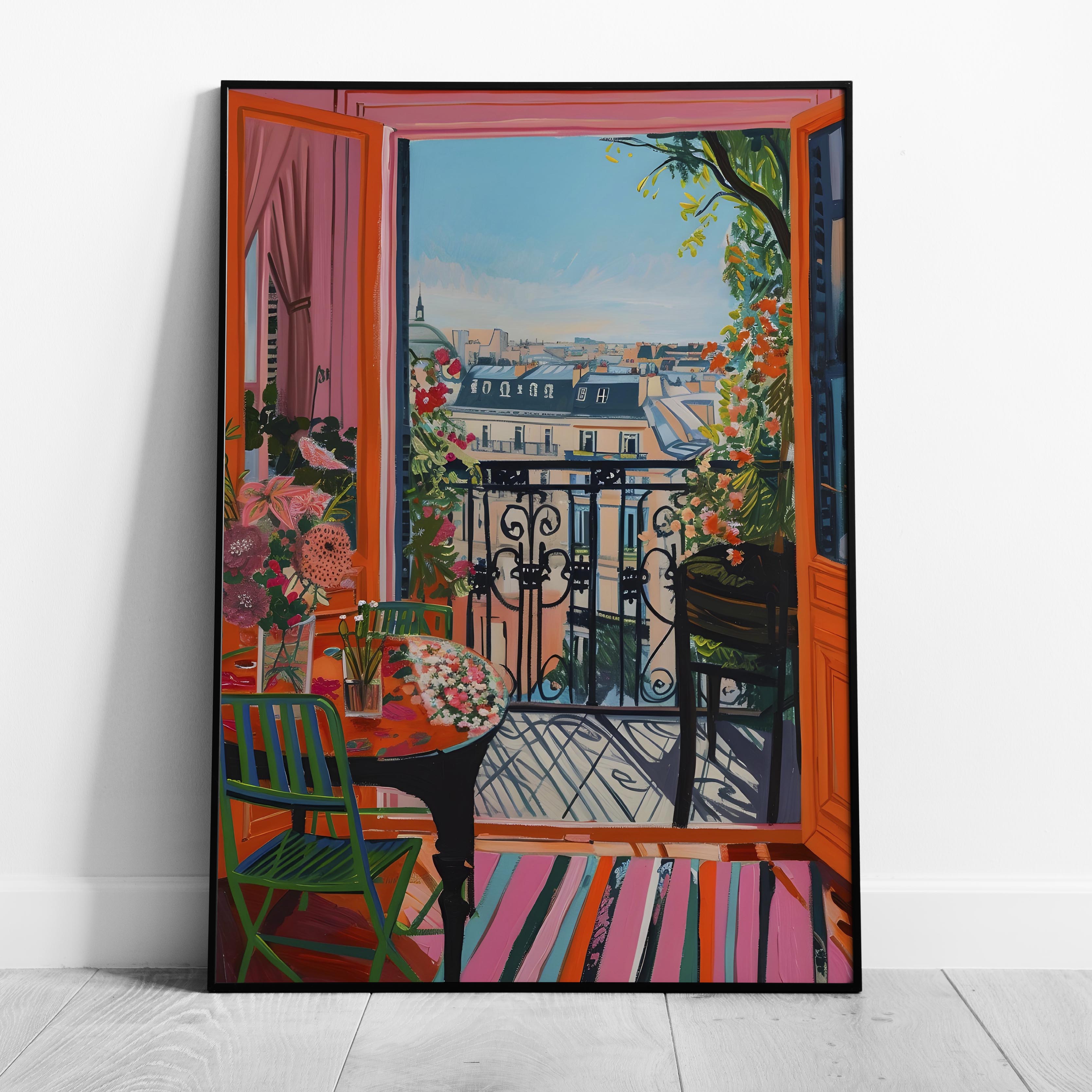 Parisian Balcony in Bloom - Rolled Poster Wall Art Print | House Prints