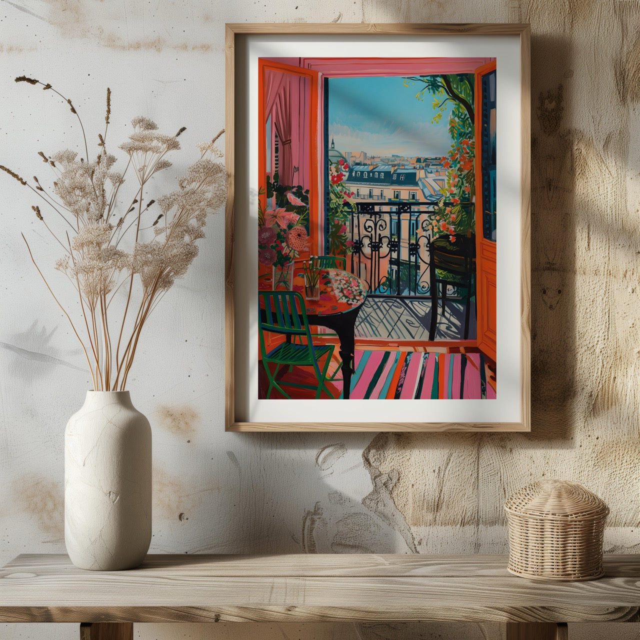 Parisian Balcony in Bloom - Rolled Poster Wall Art Print - House Prints