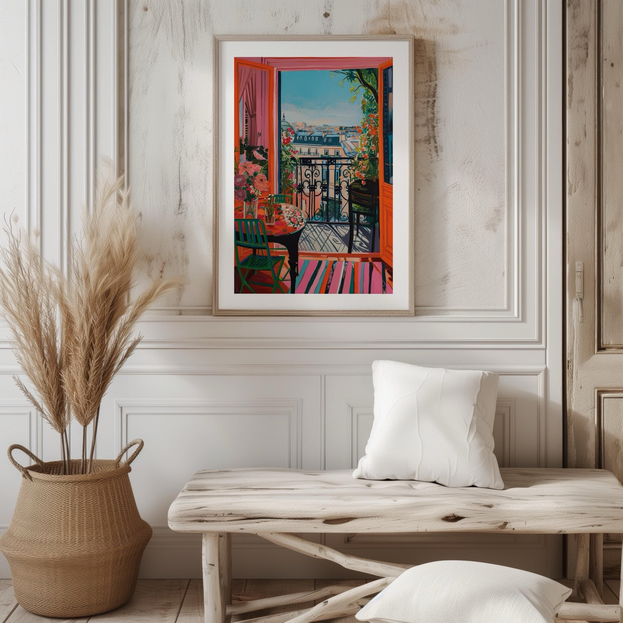 Parisian Balcony in Bloom - Rolled Poster Wall Art Print - House Prints