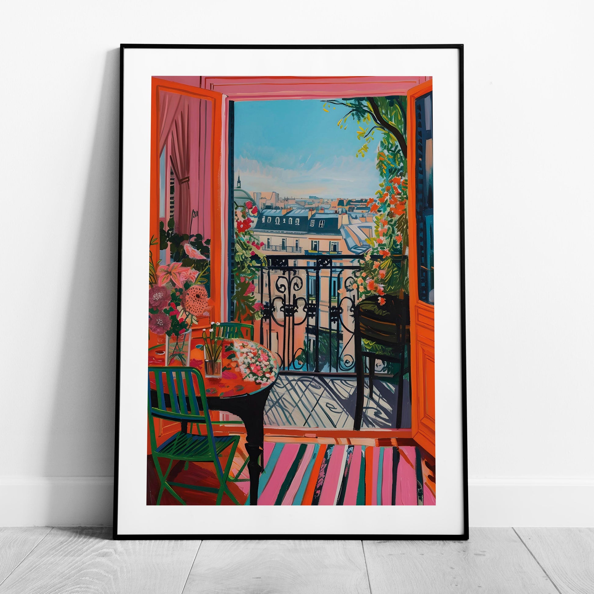 Parisian Balcony in Bloom - Rolled Poster Wall Art Print - House Prints