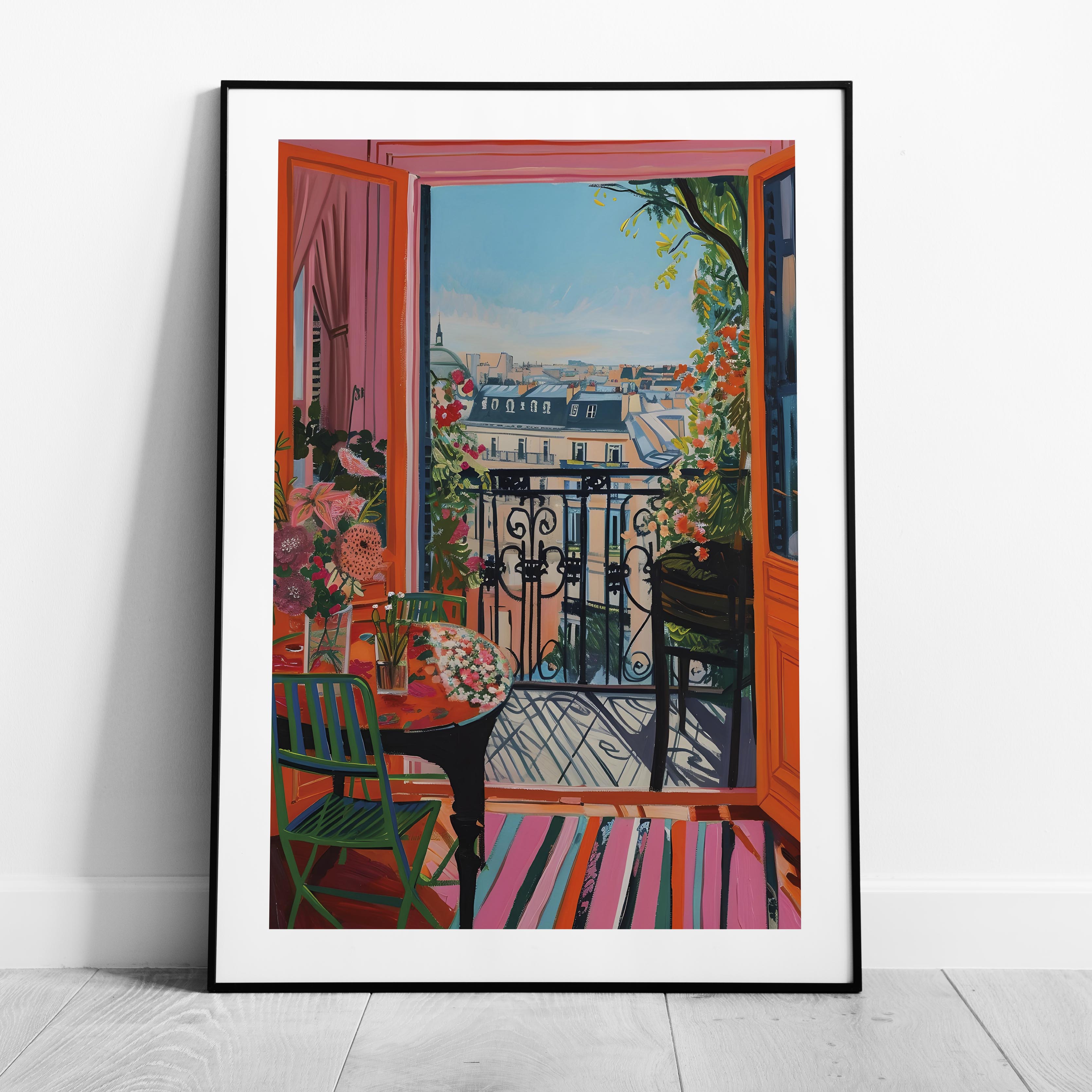 Parisian Balcony in Bloom - Rolled Poster Wall Art Print | House Prints