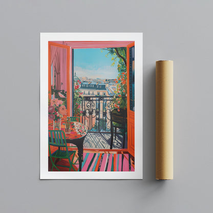 Parisian Balcony in Bloom - Rolled Poster Wall Art Print - House Prints