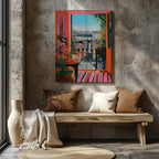 Parisian Balcony in Bloom - Framed Canvas Wall Art Print | House Prints