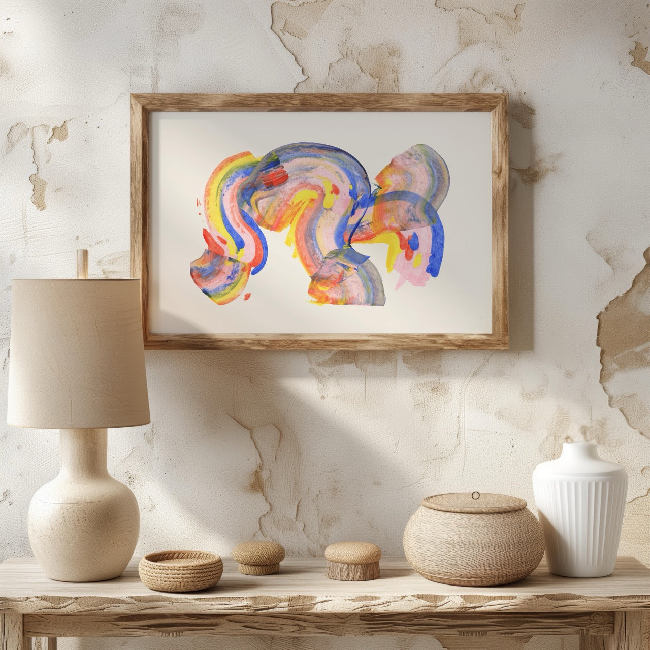 Abstract Colourful Rainbow Brush Strokes - Rolled Poster Wall Art Print | House Prints