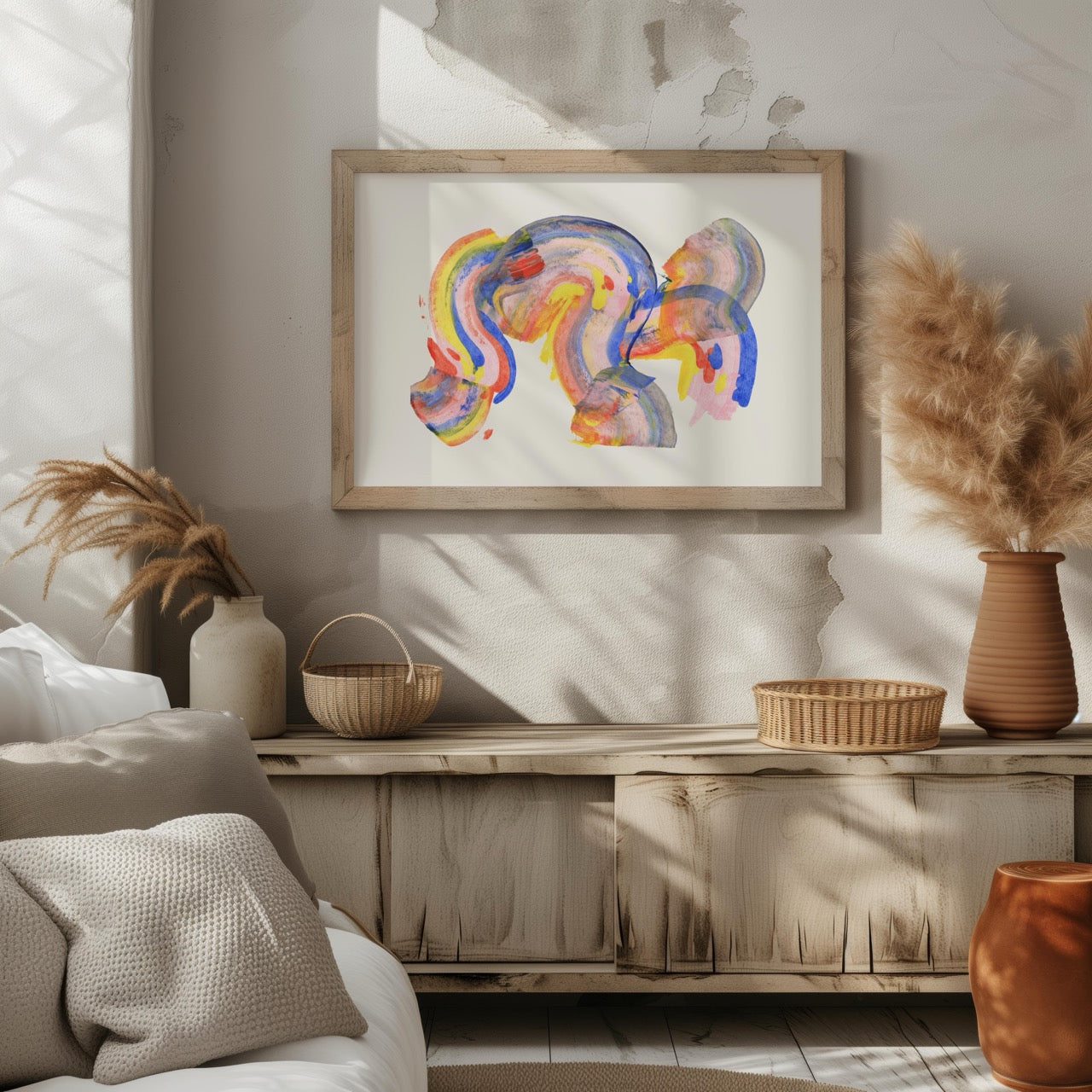 Abstract Colourful Rainbow Brush Strokes - Rolled Poster Wall Art Print | House Prints