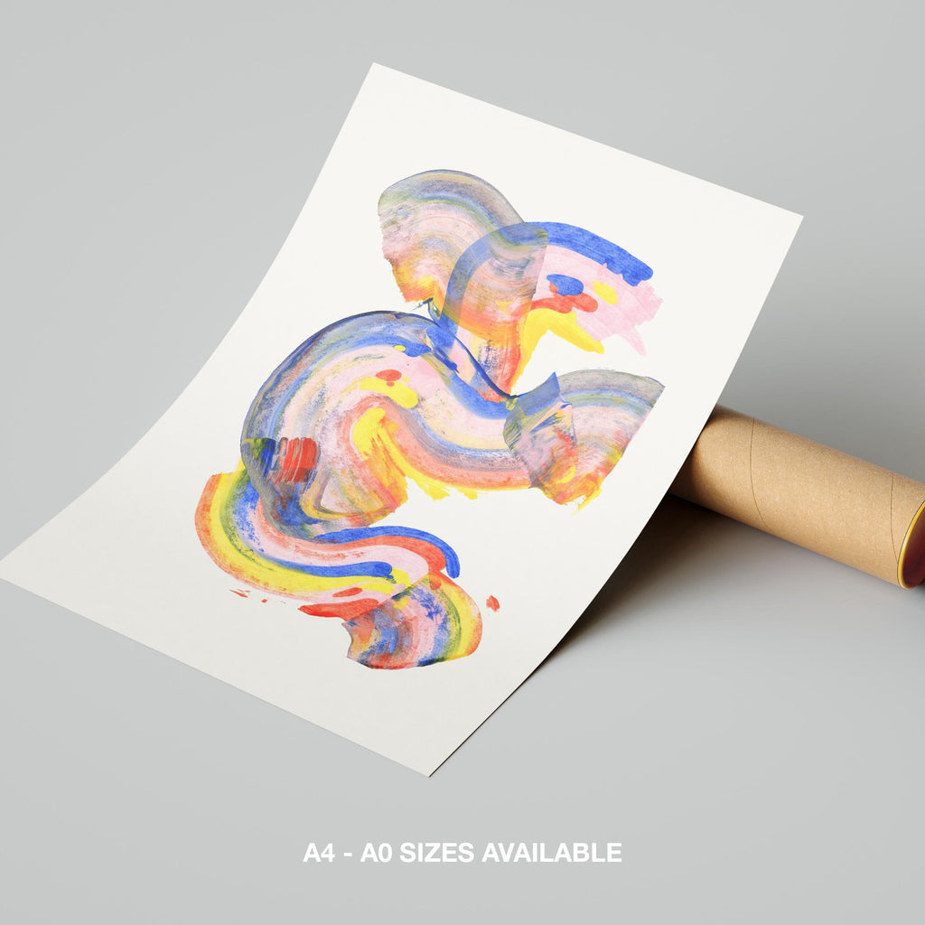 Abstract Colourful Rainbow Brush Strokes - Rolled Poster Wall Art Print | House Prints