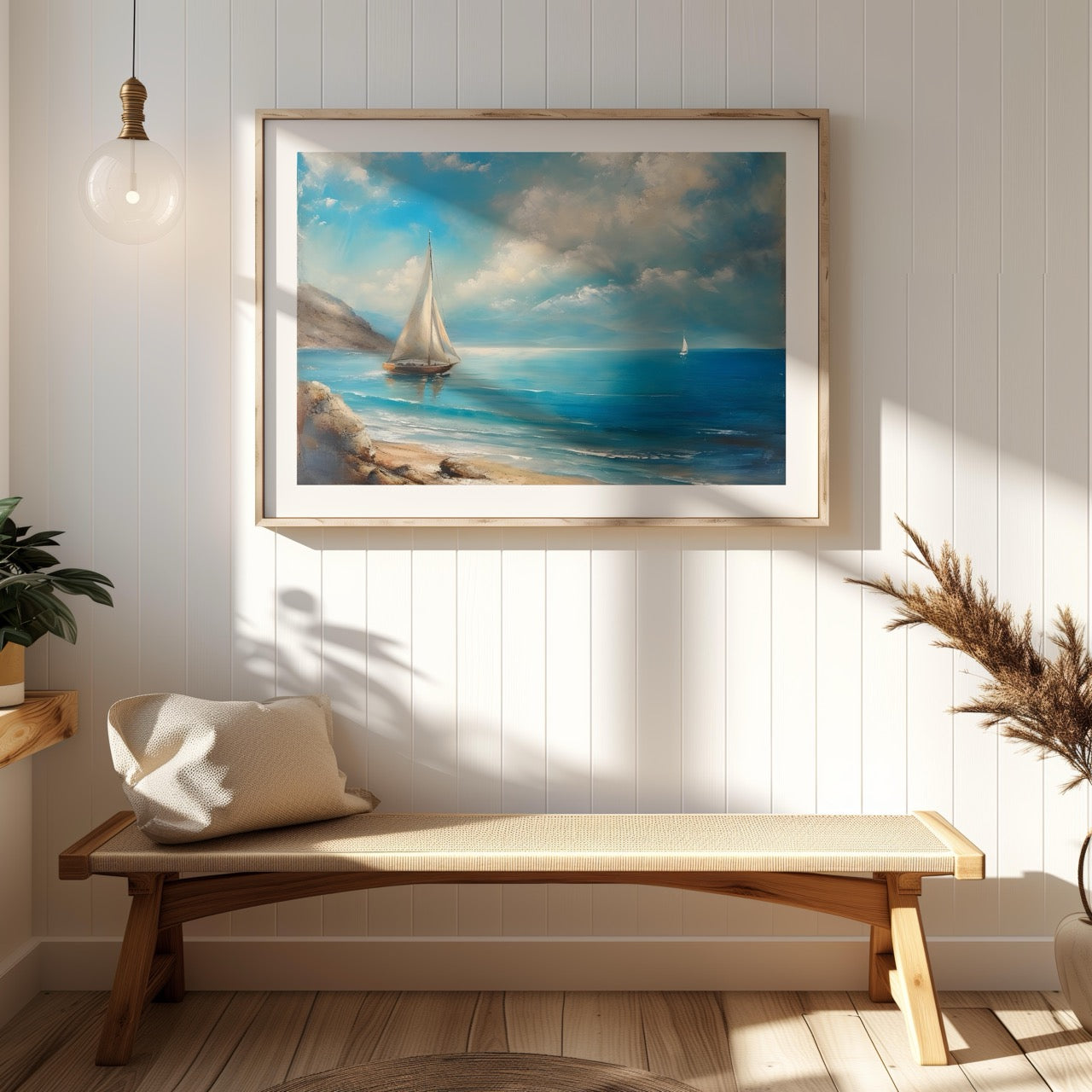 Tranquil Coast Sailing on Blue Horizon - Rolled Poster Wall Art Print | House Prints