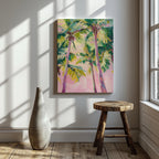 Pink Paradise Sunset Palm Trees - Framed Canvas Wall Art Print | House Prints