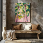 Pink Paradise Sunset Palm Trees - Framed Canvas Wall Art Print | House Prints