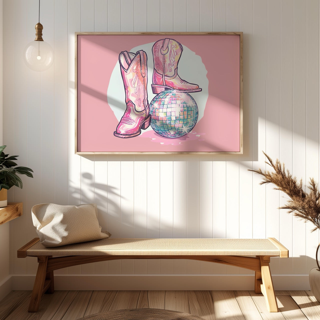 Disco Ball and Cowgirl Boots - Rolled Poster Wall Art Print - House Prints