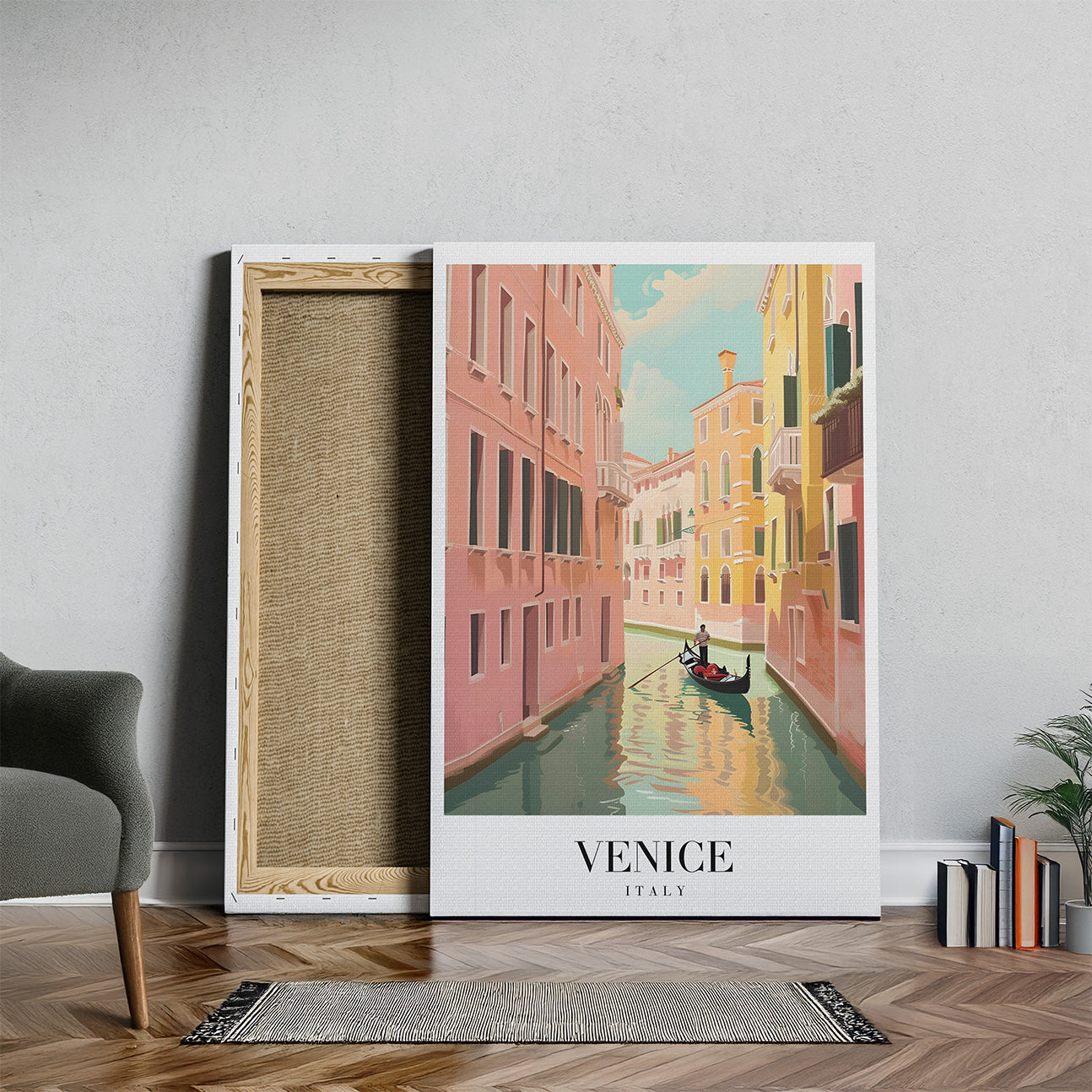 Serene Gondola in Venice Italy - Vintage Framed Canvas Wall Art Print | House Prints