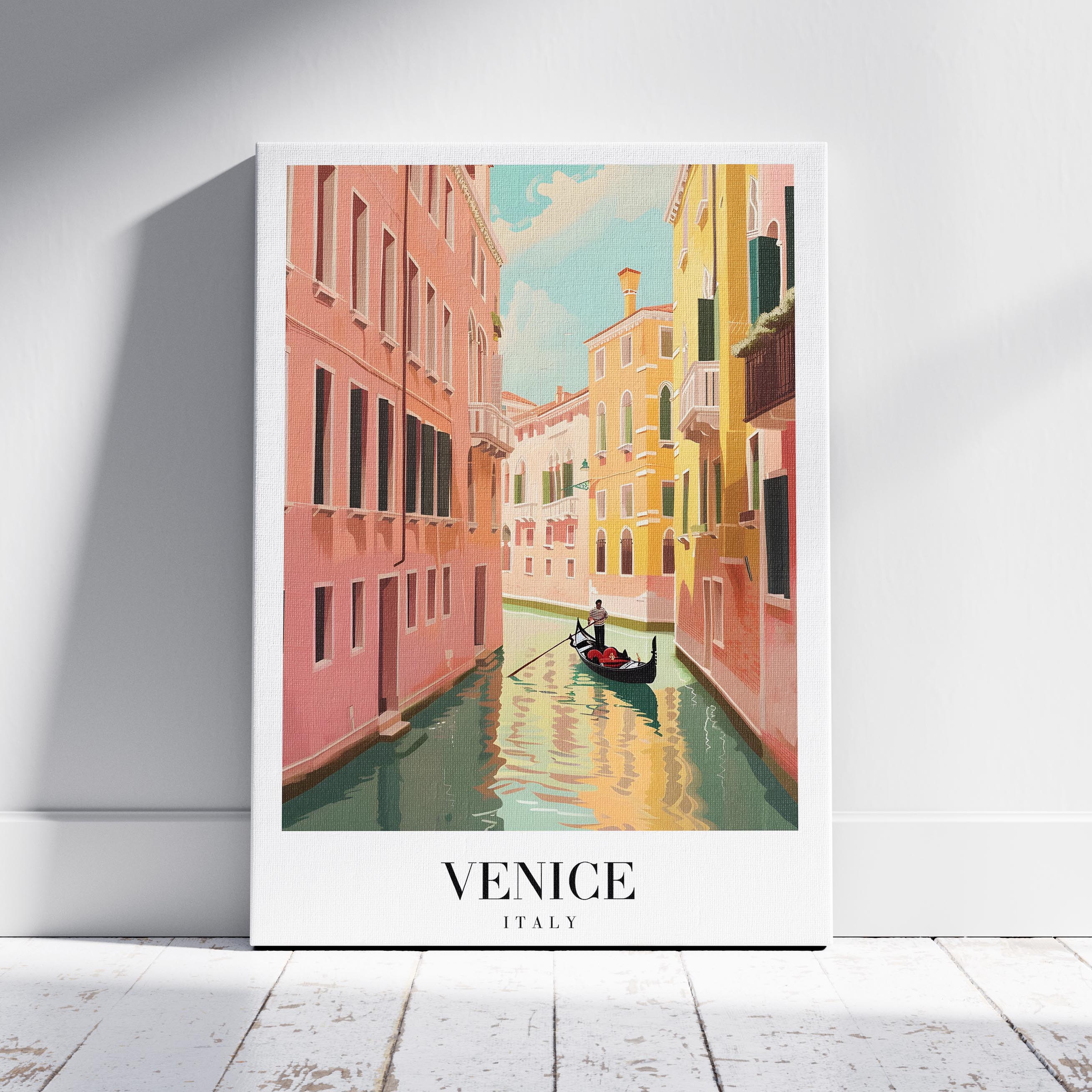 Serene Gondola in Venice Italy - Vintage Framed Canvas Wall Art Print | House Prints