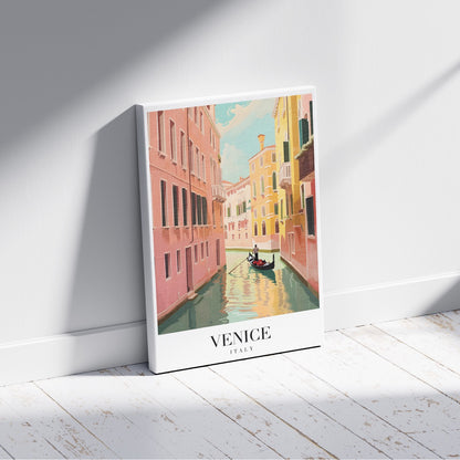 Serene Gondola in Venice Italy - Vintage Framed Canvas Wall Art Print - House Prints
