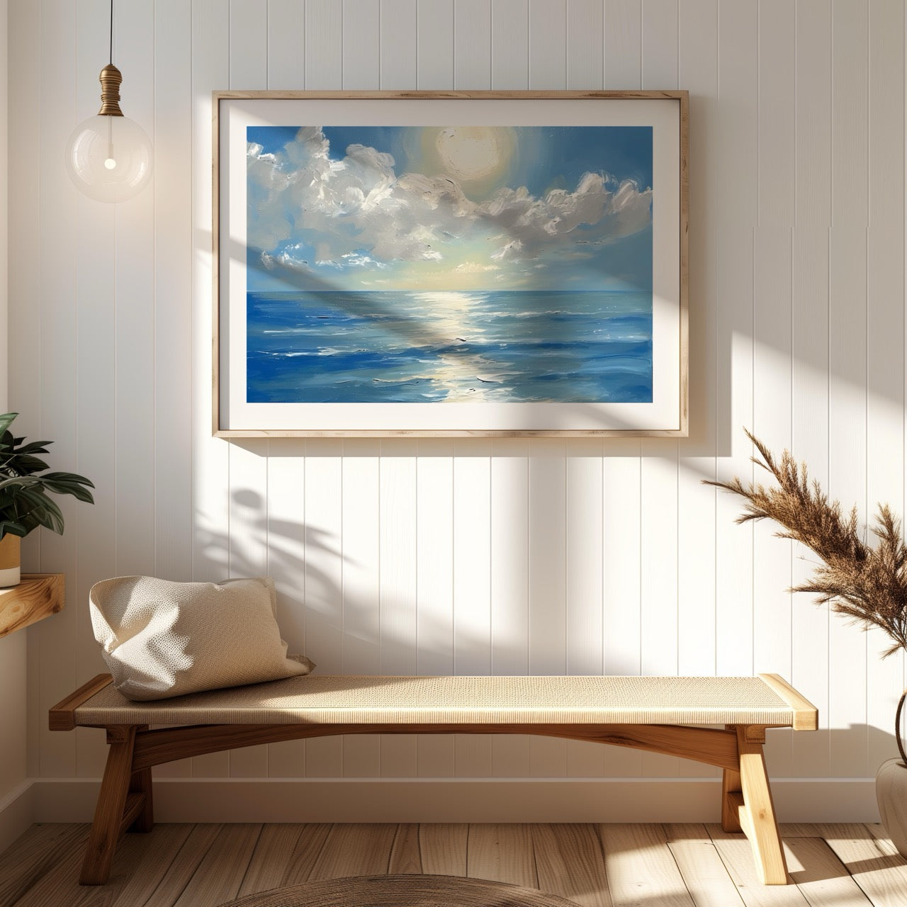 Sunlit Blue Ocean with Clouds - Rolled Poster Wall Art Print - House Prints