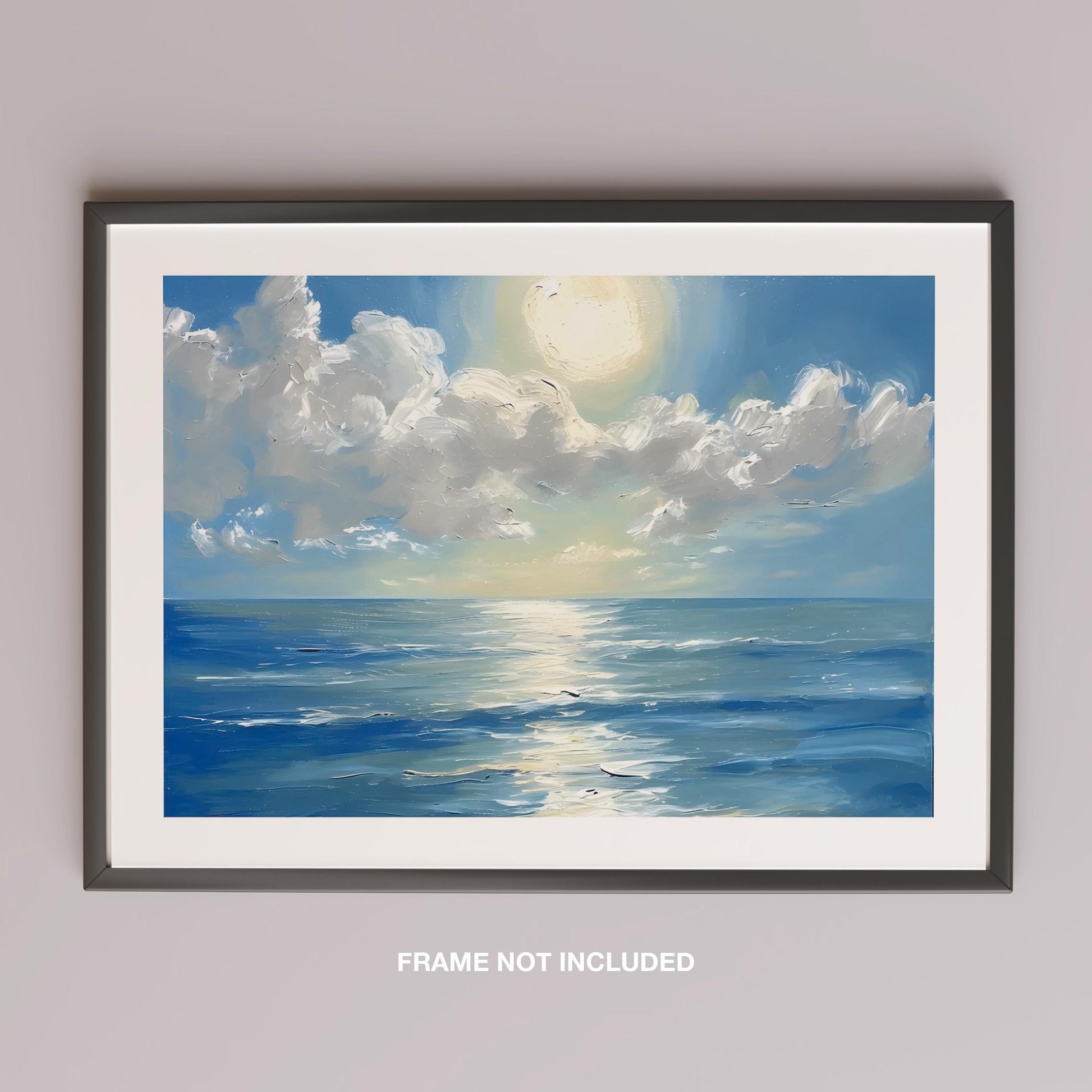 Sunlit Blue Ocean with Clouds - Rolled Poster Wall Art Print - House Prints