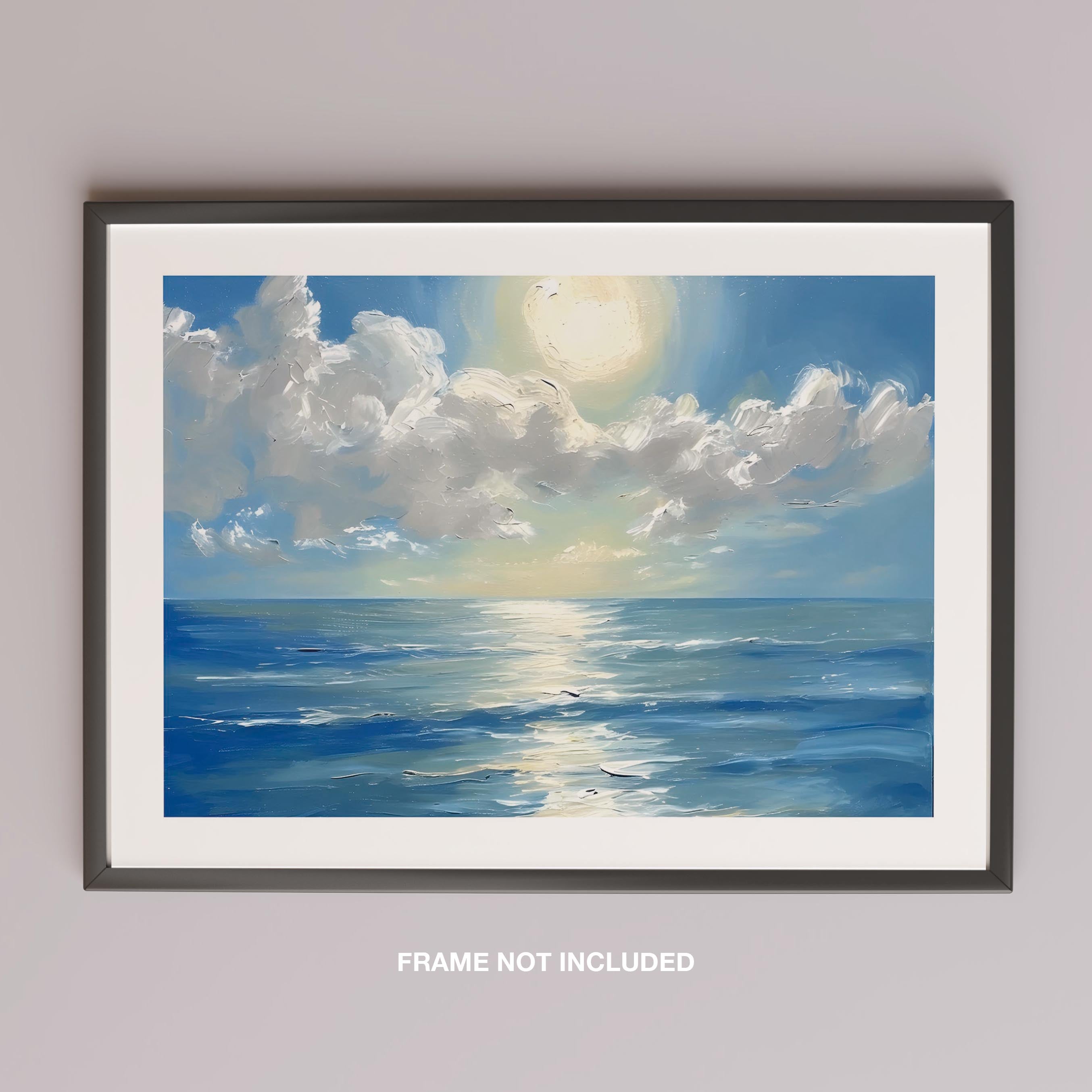 Sunlit Blue Ocean with Clouds - Rolled Poster Wall Art Print | House Prints