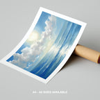 Sunlit Blue Ocean with Clouds - Rolled Poster Wall Art Print | House Prints